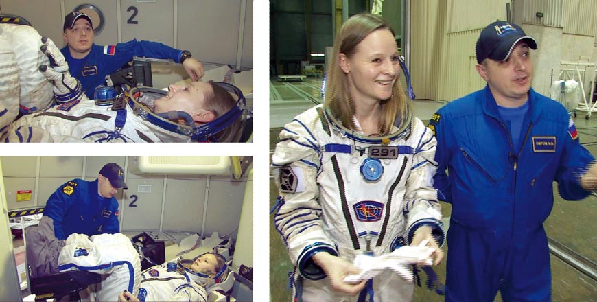 На фото: корреспондент журнала «ВКС» Наталья Бурцева и ведущий космонавт-испытатель лётно-испытательного отдела РКК «Энергия» Марк Серов