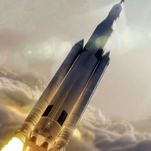 Взгляд художника на Space Launch System НАСА - ракету для подъёма тяжеловесных грузов, необходимых для марсианских миссий. Авторское право: NASA/MSFC