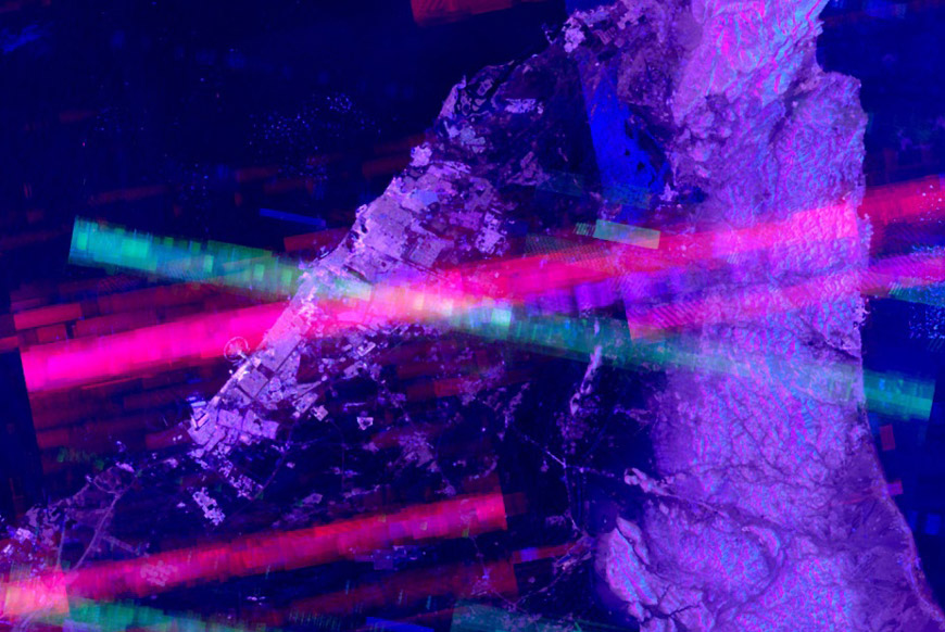 Рис. 1. Х-образная отметка, выявленная Харелом Даном на радиолокационном изображении в С-диапазоне (позиция ЗРК Patriot, Дубай)