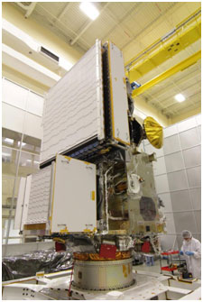 Двухчастотный радиолокатор атмосферных осадков (DPR), установленный на борту основной метеостанции GPM (фото НАСА)