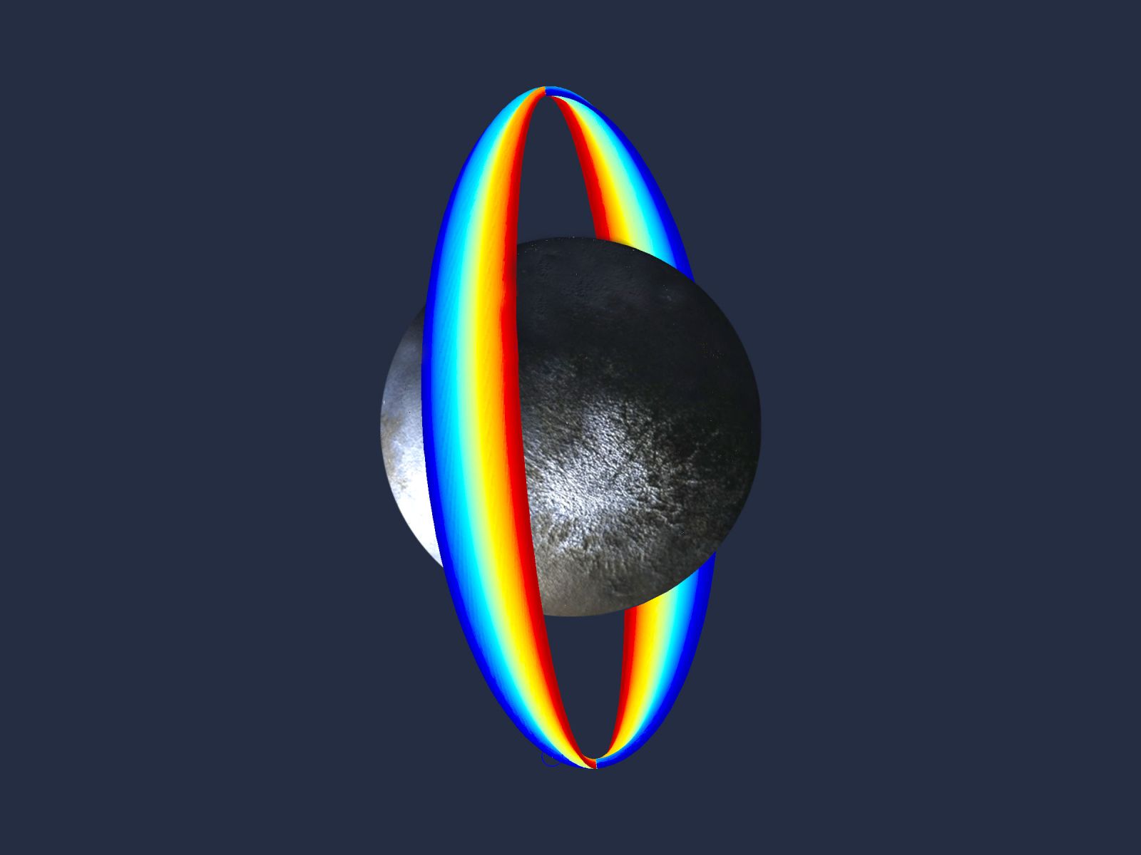Изображение низкорасположенной орбиты Dawn, на котором заметно естественное смещение (по отношению к Солнцу) в течение трех месяцев LAMO (низкорасположенная орбита). Авторство: NASA/JPL