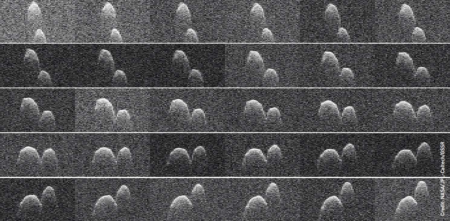 Радиолокационные изображения, полученные в Голдстоун, подобные этим 1999 JD6, подскажут нам скорость, размер астероида в его состав. Авторское право: NASA/JPL-Caltech/GSSR
